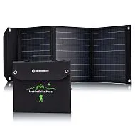 gráfico cargador solar móvil Bresser de 40 vatios con salida USB