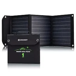 gráfico cargador solar móvil Bresser de 40 vatios con salida USB