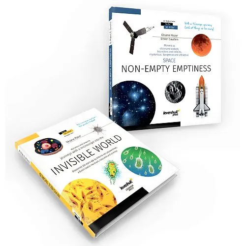 imagen libro enciclopédico «Space. Microworld.» (Espacio y microcosmos), edición de dos volúmenes. Tapa dura,  1