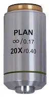 imagen objetivo plano acromático Levenhuk MED 20x corregido al infinito