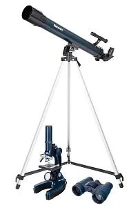 foto kit Levenhuk Discovery Scope 3 con libro