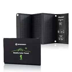 imagen cargador solar móvil Bresser de 21 vatios con salida USB