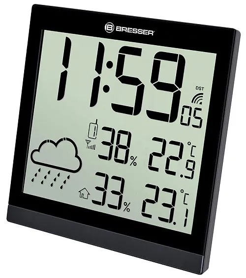 foto estación meteorológica Bresser TemeoTrend JC LCD RC (reloj de pared), negro,  1