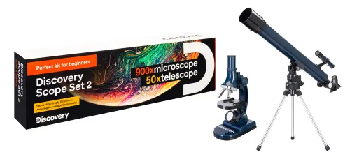 gráfico kit Levenhuk Discovery Scope 2 con libro,  2