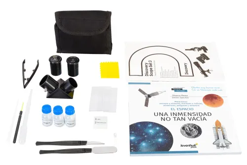 foto kit Levenhuk Discovery Scope 3 con libro,  3