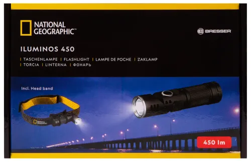 gráfico linterna Bresser National Geographic ILUMINOS 450 LED con soporte para la cabeza,  12
