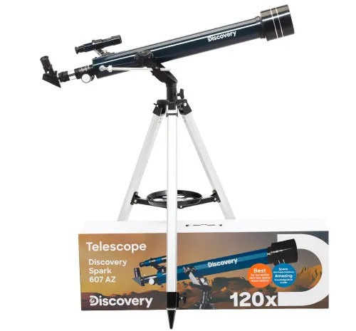 gráfico telescopio Levenhuk Discovery Spark 607 AZ con libro,  2