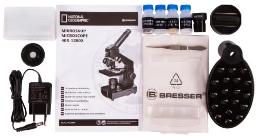imagen microscopio Bresser National Geographic 40–1280x con soporte para smartphone,  3