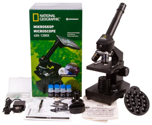 imagen microscopio Bresser National Geographic 40–1280x con soporte para smartphone,  2