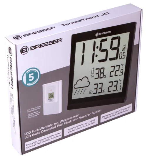 foto estación meteorológica Bresser TemeoTrend JC LCD RC (reloj de pared), negro,  10