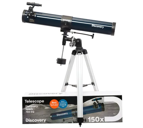 gráfico telescopio Levenhuk Discovery Spark 769 EQ con libro,  2