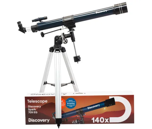 imagen telescopio Levenhuk Discovery Spark 709 EQ con libro,  2