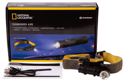 gráfico linterna Bresser National Geographic ILUMINOS 450 LED con soporte para la cabeza,  2