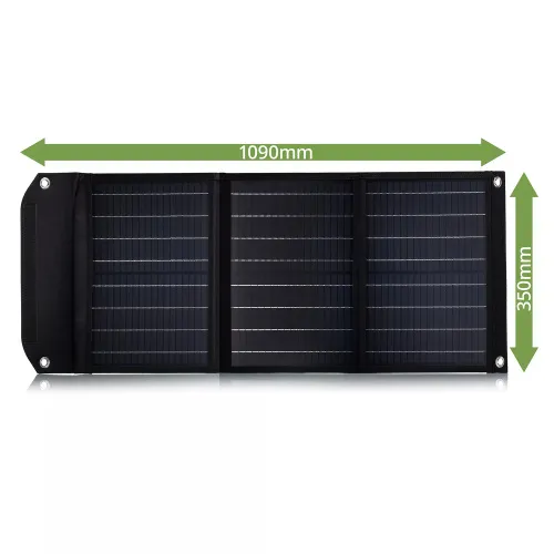 gráfico cargador solar móvil Bresser de 40 vatios con salida USB,  8