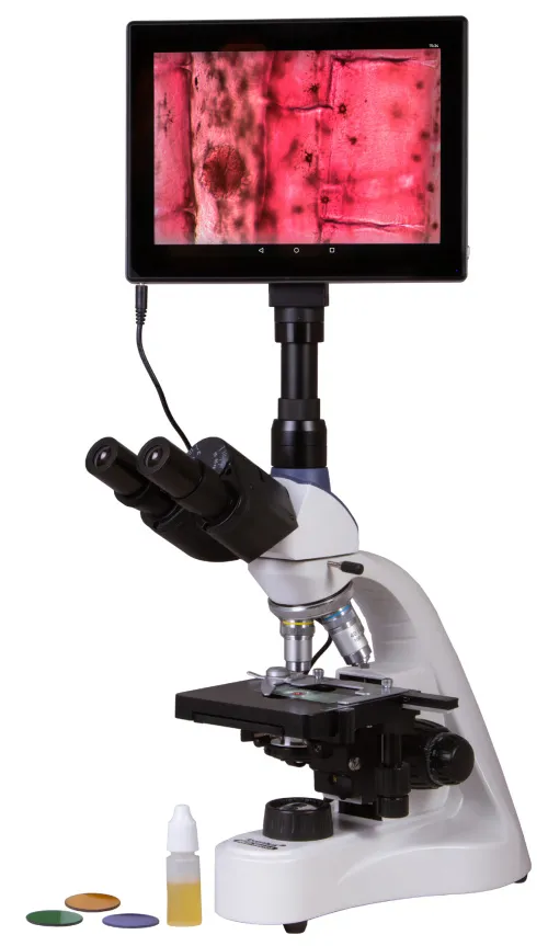 foto microscopio trinocular digital Levenhuk MED D10T LCD,  2