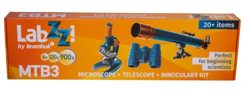 gráfico conjunto de microscopio, telescopio y prismáticos Levenhuk LabZZ MTB3,  19