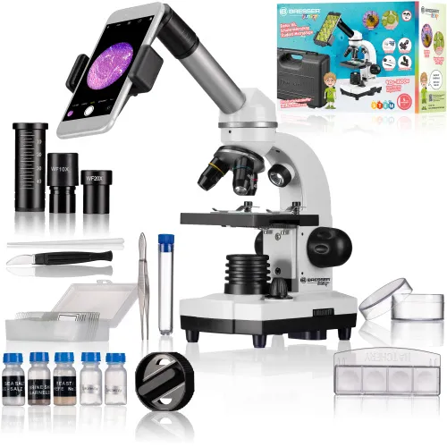 gráfico microscopio Bresser Junior Biolux SEL 40–1600x con estuche, blanco,  6