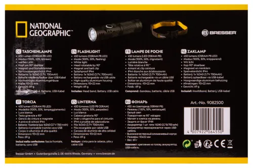 gráfico linterna Bresser National Geographic ILUMINOS 450 LED con soporte para la cabeza,  13