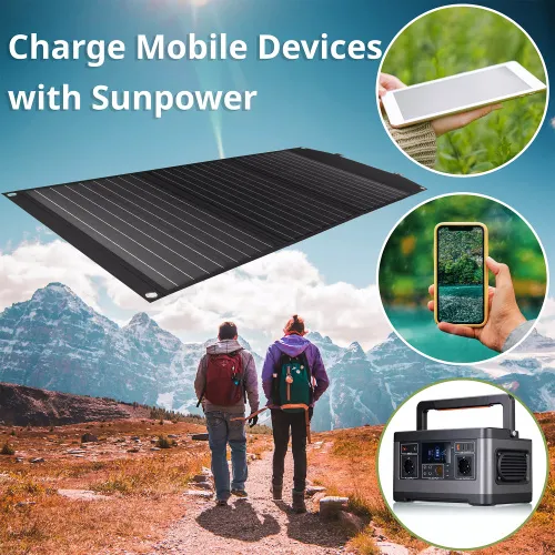 foto cargador solar móvil Bresser de 90 vatios con salida USB,  3