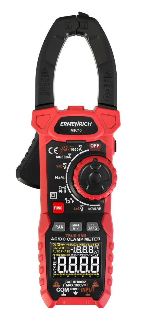 fotografía amperímetro de pinza digital Ermenrich Ping MK70,  3