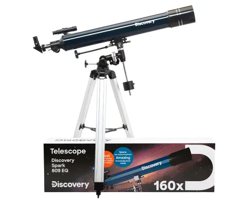 gráfico telescopio Levenhuk Discovery Spark 809 EQ con libro,  2