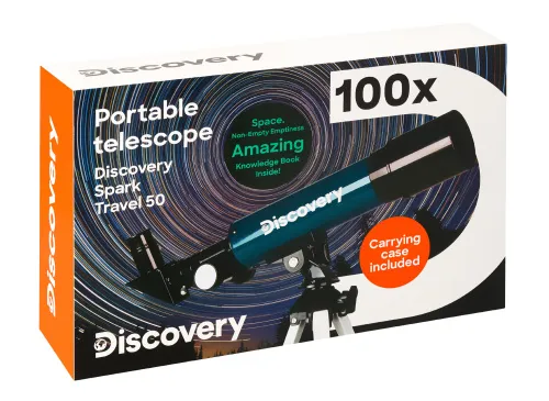 gráfico telescopio Levenhuk Discovery Spark Travel 50 con libro,  13