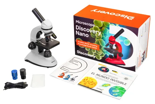gráfico microscopio digital Levenhuk Discovery Nano Polar con libro,  2