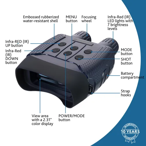 fotografía prismáticos de visión nocturna Levenhuk Discovery Night BL10 Digital con trípode,  15