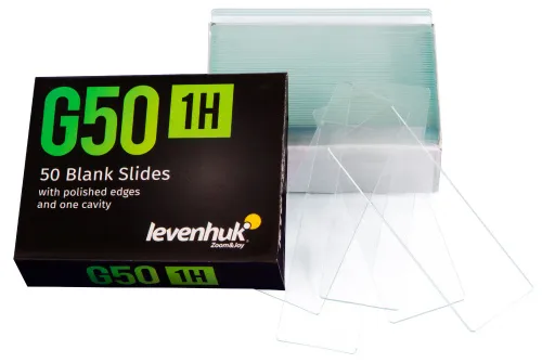 imagen portaobjetos vacíos de una cavidad Levenhuk G50 1H, 50 unidades,  2