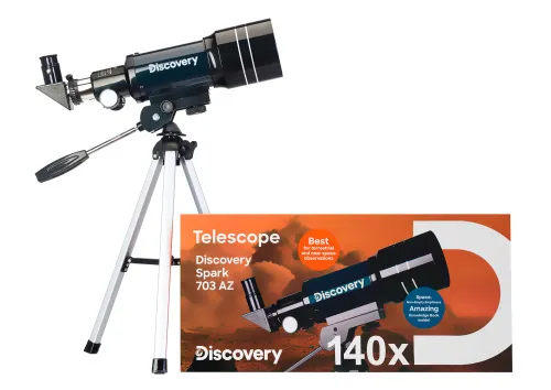 foto telescopio Levenhuk Discovery Spark 703 AZ con libro,  2