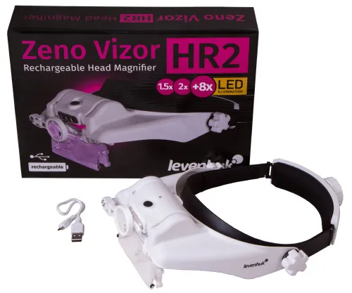 foto lupa frontal recargable Levenhuk Zeno Vizor HR2,  2