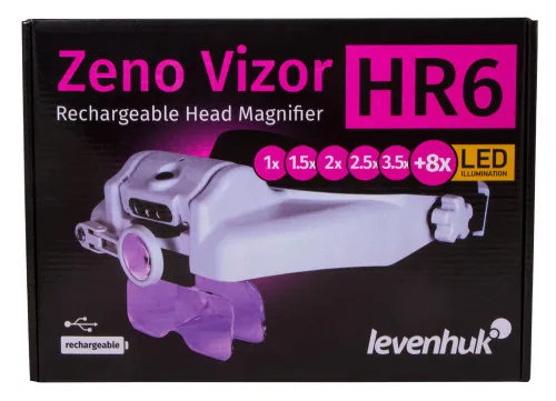 gráfico lupa frontal recargable Levenhuk Zeno Vizor HR6,  12