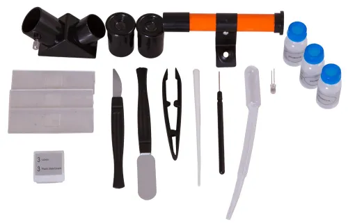 gráfico conjunto de microscopio, telescopio y prismáticos Levenhuk LabZZ MTB3,  3
