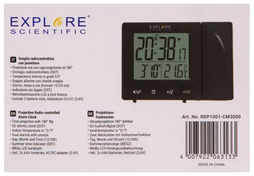 fotografía reloj de proyección digital RC Explore Scientific, negro,  17