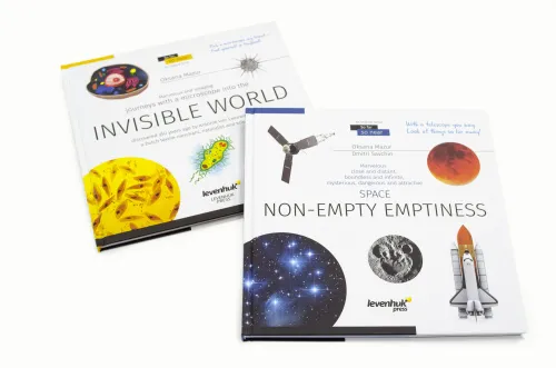 imagen libro enciclopédico «Space. Microworld.» (Espacio y microcosmos), edición de dos volúmenes. Tapa dura,  2