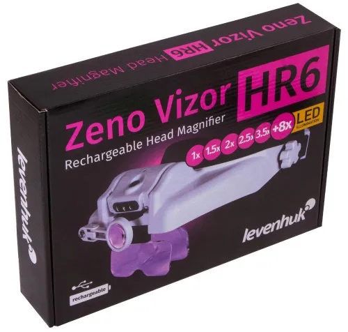 gráfico lupa frontal recargable Levenhuk Zeno Vizor HR6,  11