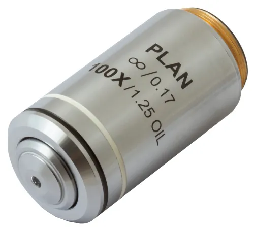 imagen objetivo plano acromático Levenhuk MED 100x corregido al infinito,  2