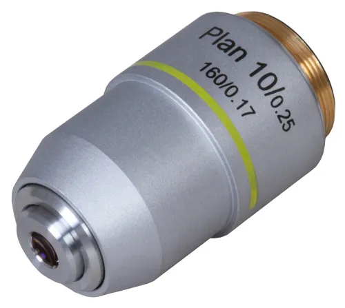 imagen objetivo plano acromático Levenhuk MED 10x,  2