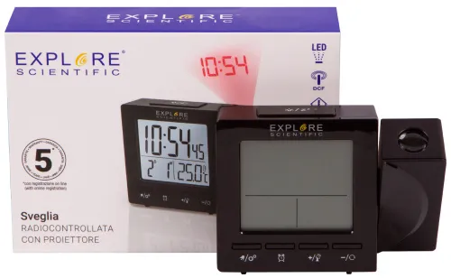 fotografía reloj de proyección digital RC Explore Scientific, negro,  14