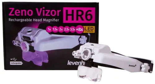 gráfico lupa frontal recargable Levenhuk Zeno Vizor HR6,  10