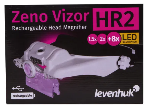 foto lupa frontal recargable Levenhuk Zeno Vizor HR2,  11